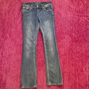 Grace In LA Embroidered Embellished Easy Fit Jeans Size 28